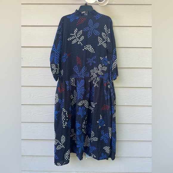 Mii Silk Blue and White Long Sleeve Sundress - Picture 10 of 12